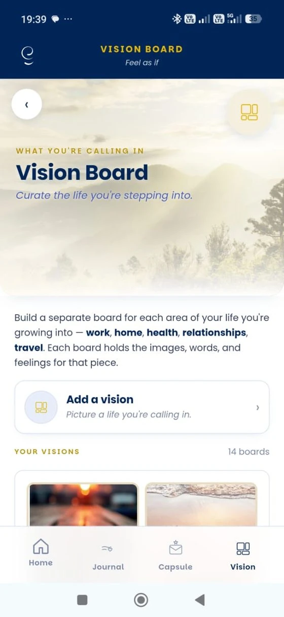 Vision board screen